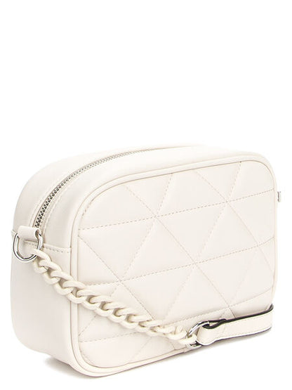 White Quilted Crossbody Bag with Chain Strap