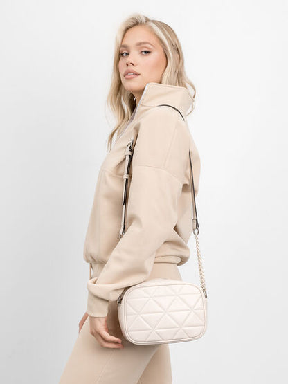 White Quilted Crossbody Bag with Chain Strap