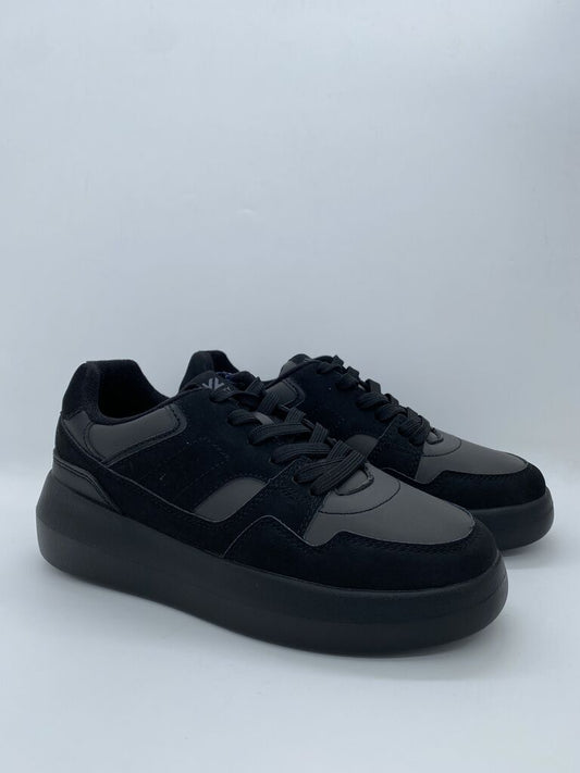 Black Low-top Sneakers with Cushioned Sole