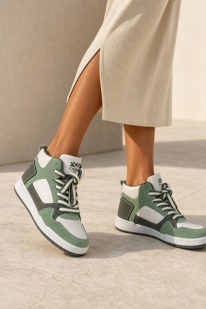 High Top Sneaker Nap/Sue WHI/GRN