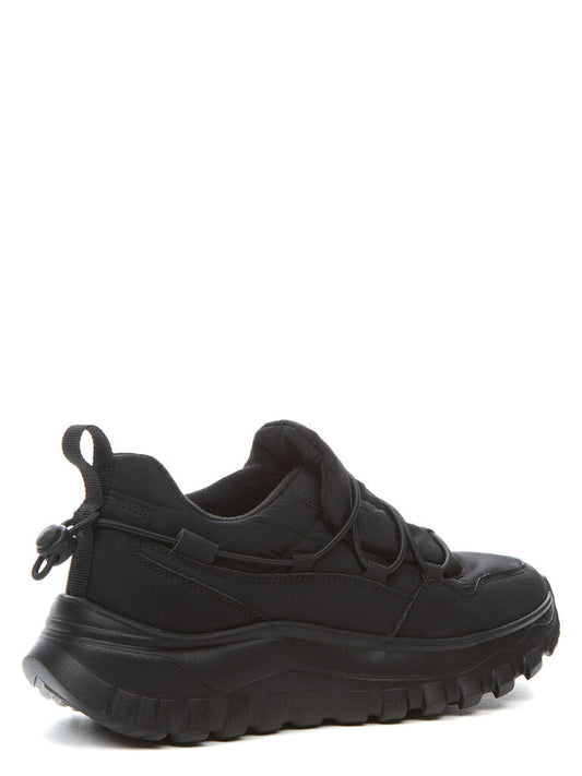 Black Textured Sneakers with Secure Closure