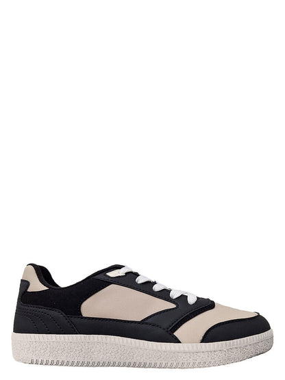Black and Beige Colorblock Sneaker with Contrast Laces