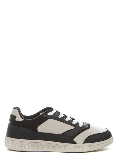 Black and Beige Colorblock Sneaker with Contrast Laces