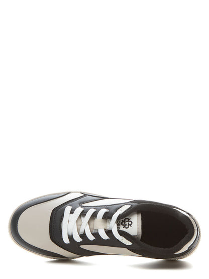 Black and Beige Colorblock Sneaker with Contrast Laces
