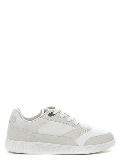 White Athletic Low-Top Sneakers with Lace-Up Closure
