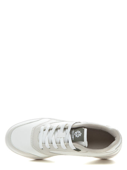 White Athletic Low-Top Sneakers with Lace-Up Closure