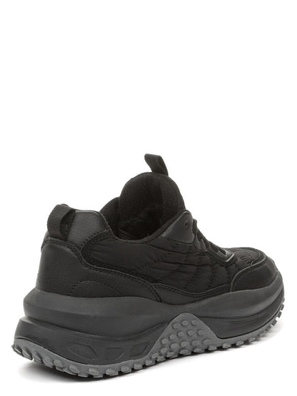 Black Quilted Sneakers with Textured Sole
