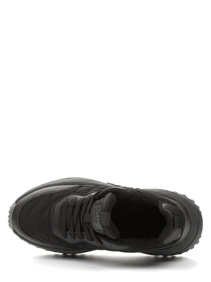 Black Quilted Sneakers with Textured Sole