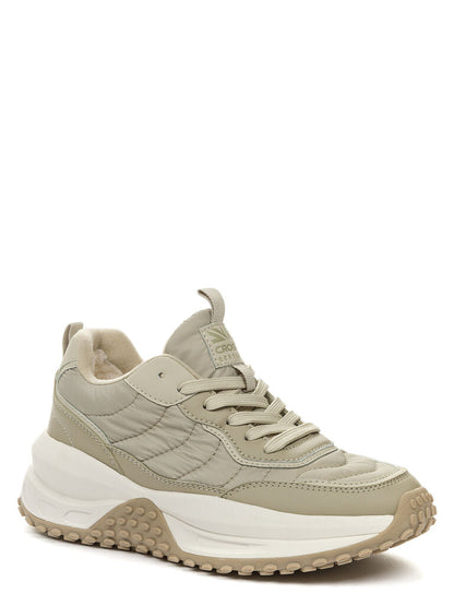 Beige Quilted Sneakers with Cushioned Soles