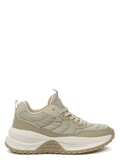 Beige Quilted Sneakers with Cushioned Soles