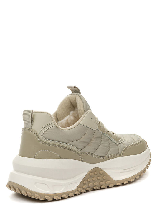 Beige Quilted Sneakers with Cushioned Soles