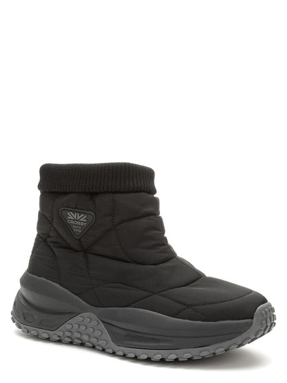 Black Quilted Boot with Ribbed Cuff