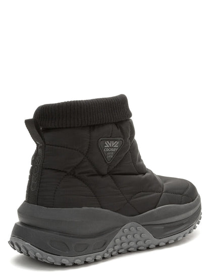 Black Quilted Boot with Ribbed Cuff