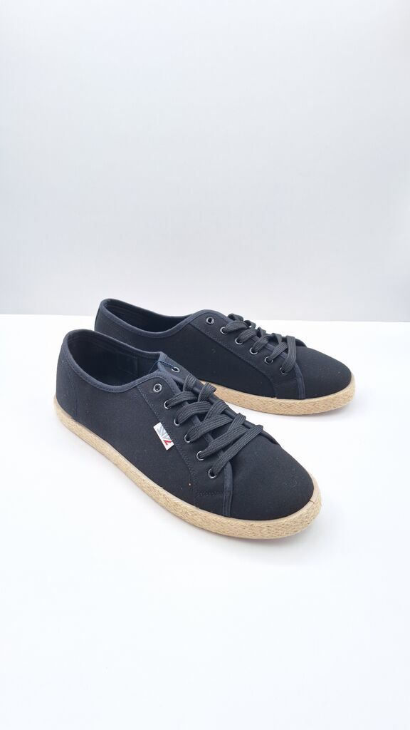 Black Canvas Sneakers with Jute Sole