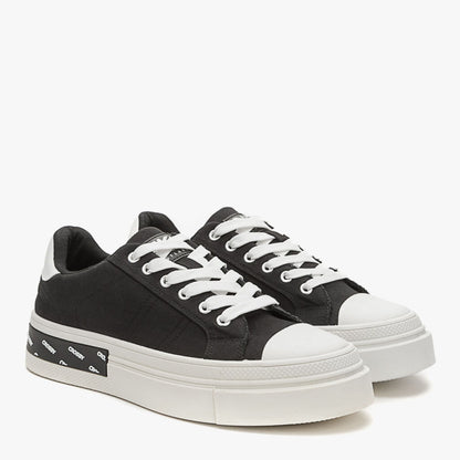 Black Canvas Sneakers with Logo Accent