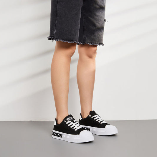 Black Canvas Sneakers with Logo Accent