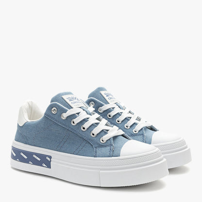 Blue Canvas Sneakers with Platform Sole