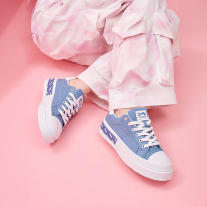Blue Canvas Sneakers with Platform Sole