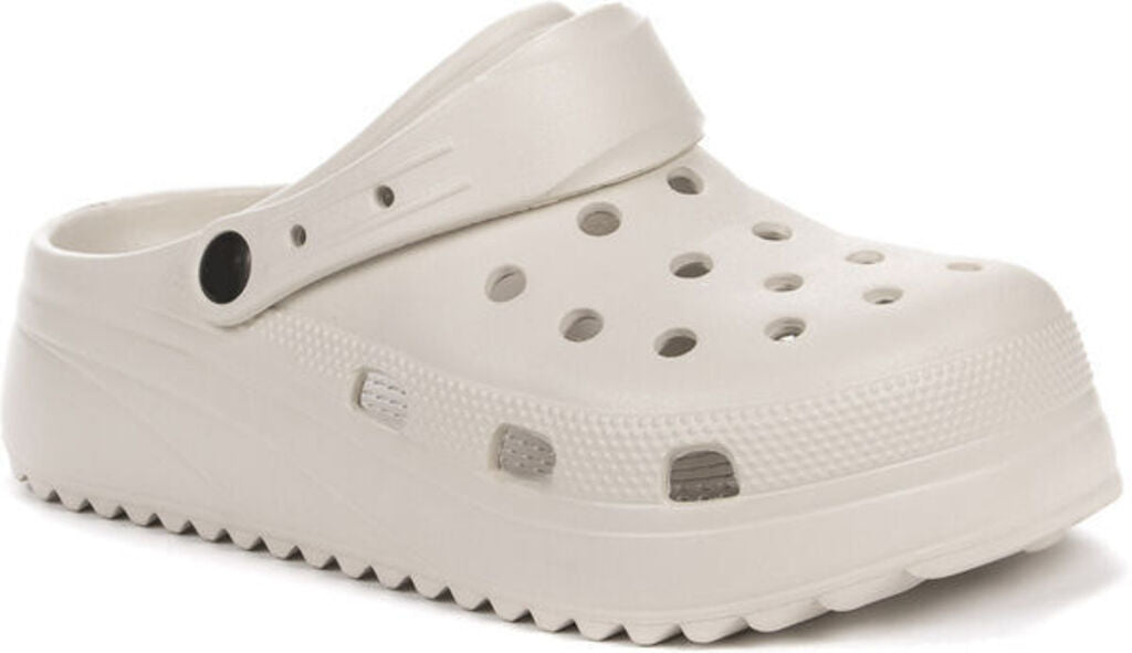 White Platform Rubber Clog with Adjustable Strap