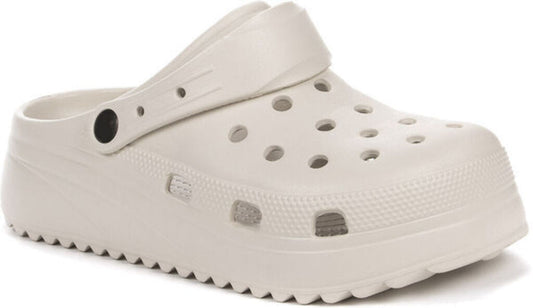 White Platform Rubber Clog with Adjustable Strap