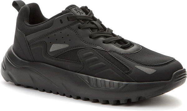 Black Synthetic Trainer with Textured Sole