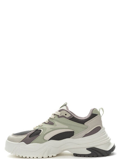 Gray Mesh Textured Sneakers with Chunky Sole