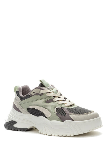 Gray Mesh Textured Sneakers with Chunky Sole