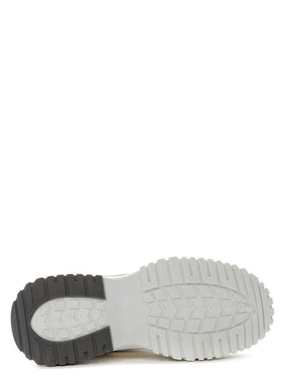 White Textured Sneakers with Contrast Sole