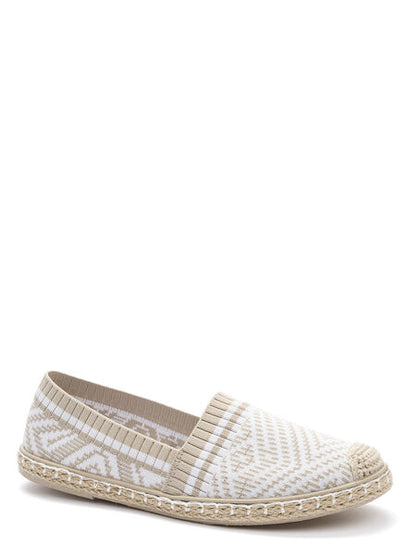 Beige Geometric Slip-On Espadrilles