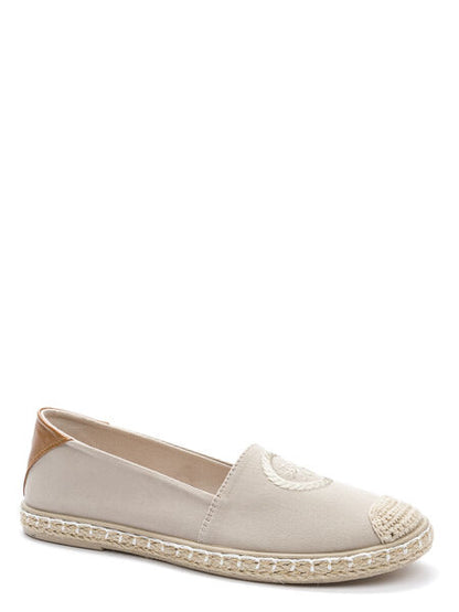 Beige Canvas Slip-On Espadrilles with Woven Detail