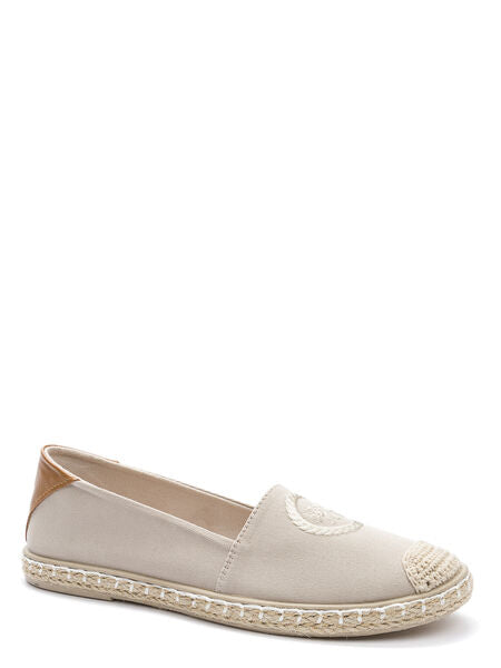 Beige Canvas Slip-On Espadrilles with Woven Detail