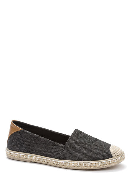 Black Denim Espadrille with Contrast Toe Cap