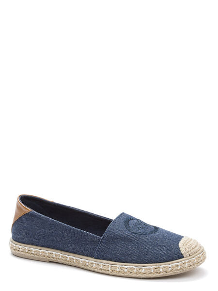 Blue Denim Espadrille with Woven Toe