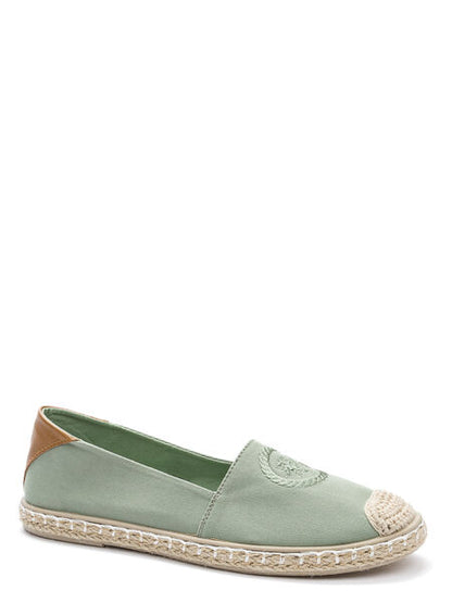 Sage Canvas Espadrille with Crochet Toe
