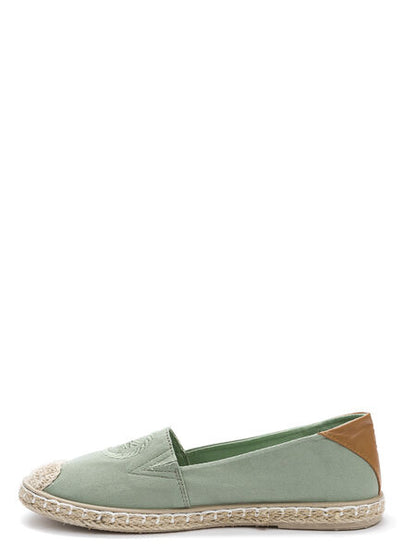 Sage Canvas Espadrille with Crochet Toe
