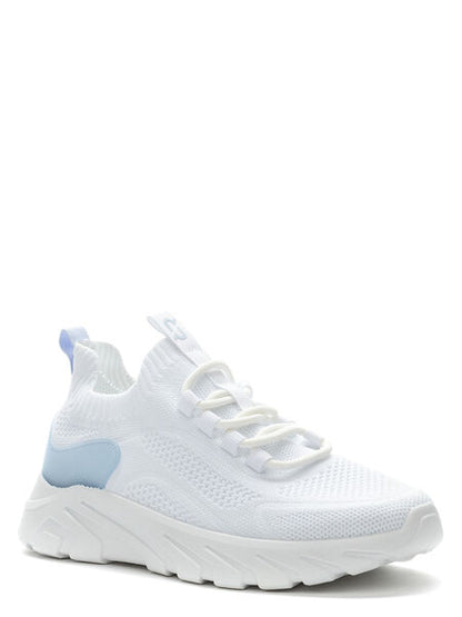 White Mesh Sneakers with Platform Sole
