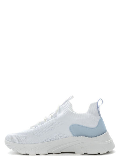 White Mesh Sneakers with Platform Sole