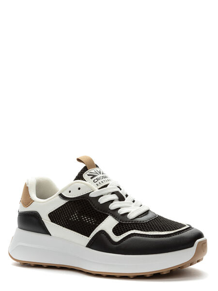 Black Mesh Low-Top Sneakers with Contrast Sole