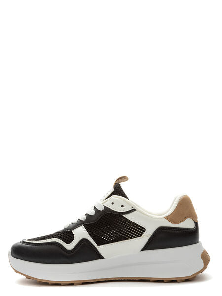 Black Mesh Low-Top Sneakers with Contrast Sole