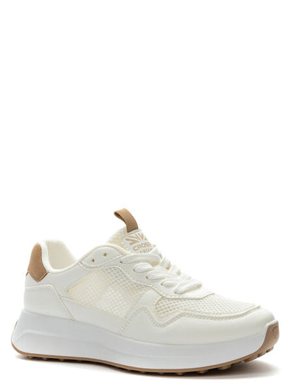 White Mesh Sneakers with Textured Sole