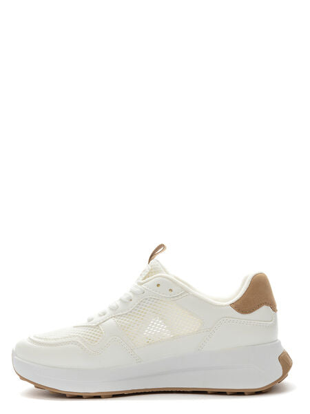 White Mesh Sneakers with Textured Sole