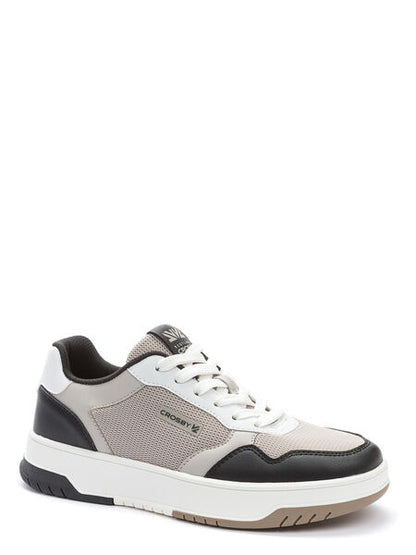 White Mesh Low-Top Sneakers with Contrast Detailing