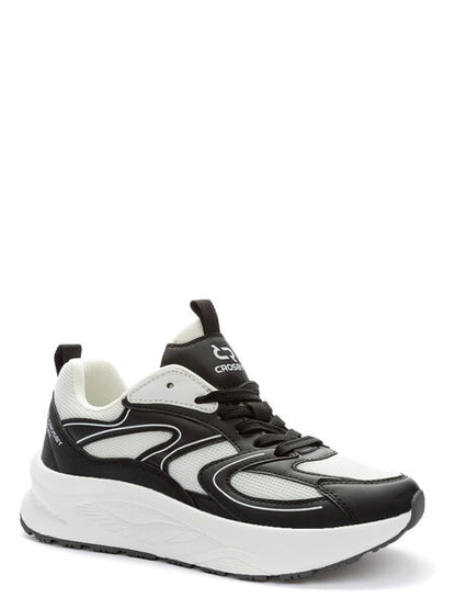 Black and White Athletic Sneakers with Textured Accents