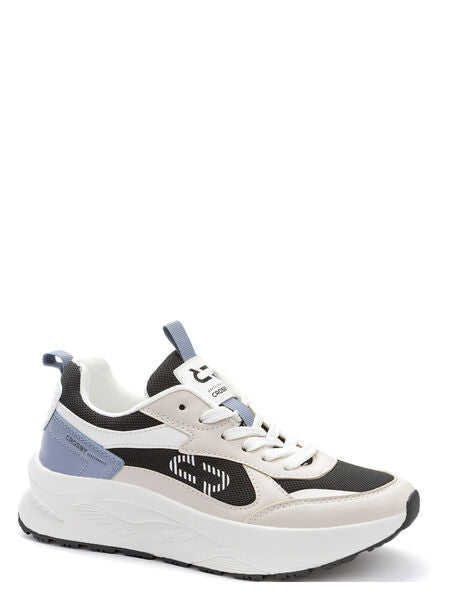 Black and White Athletic Sneakers with Contrast Logo