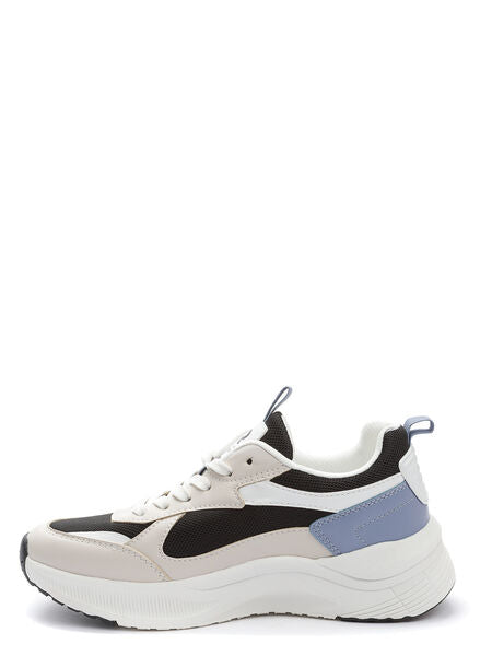 Black and White Athletic Sneakers with Contrast Logo