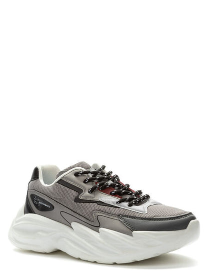 Gray Mesh Sneakers with Chunky Sole