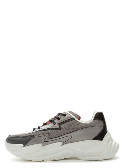 Gray Mesh Sneakers with Chunky Sole