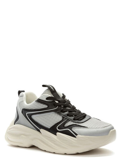 Gray Mesh Sneakers with Bold Comfort Sole