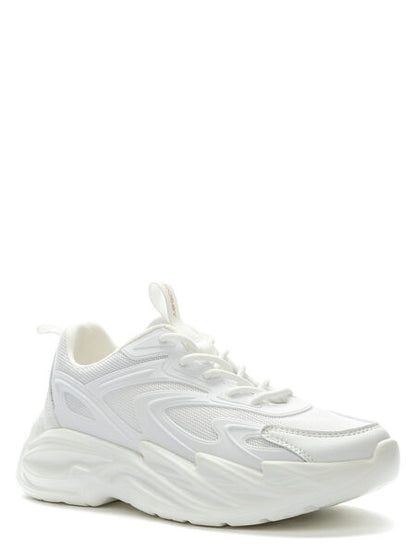 White Mesh Sneakers with Chunky Sole