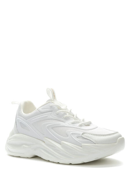 White Mesh Sneakers with Chunky Sole